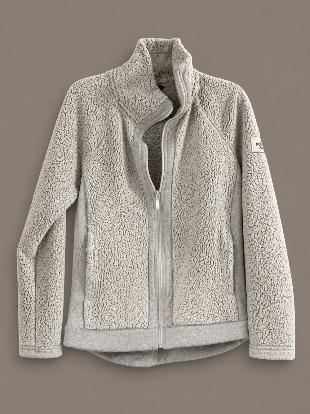 The North Face Women's Light Gray Sherpa Teddy Jacket